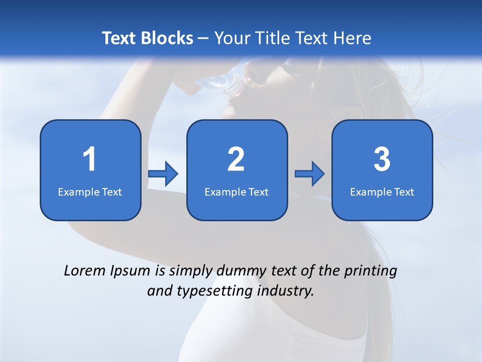 Caucasian Young  Woman Drinking Water On Beach. PowerPoint Template