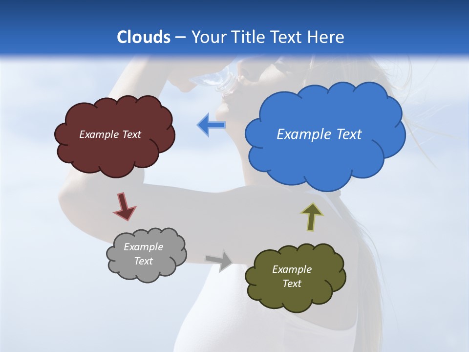 Caucasian Young  Woman Drinking Water On Beach. PowerPoint Template