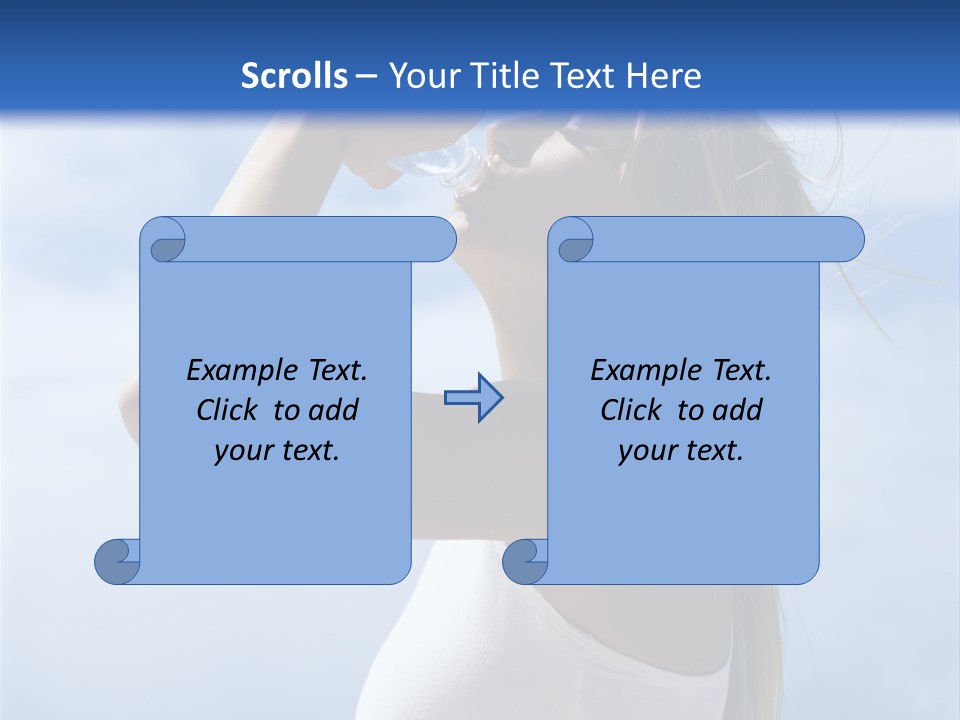 Caucasian Young  Woman Drinking Water On Beach. PowerPoint Template