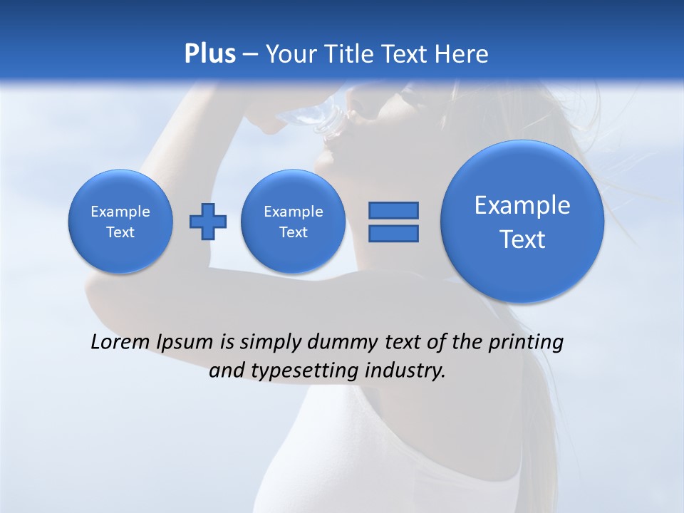 Caucasian Young  Woman Drinking Water On Beach. PowerPoint Template