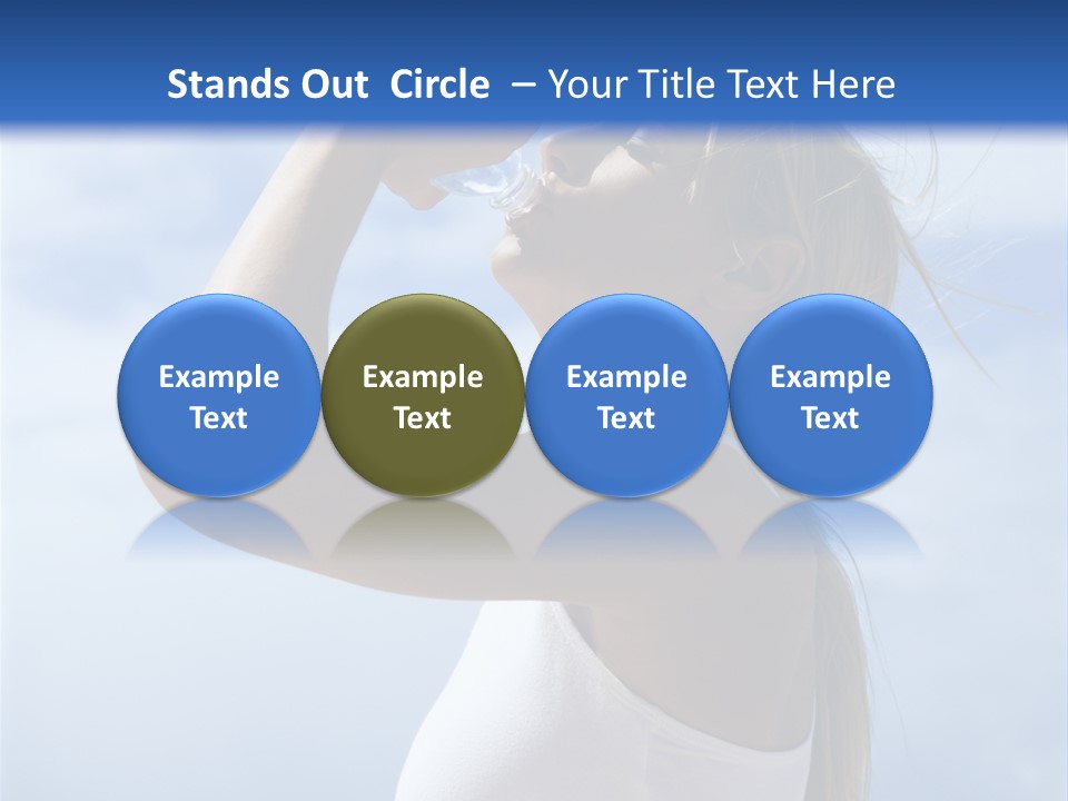 Caucasian Young  Woman Drinking Water On Beach. PowerPoint Template