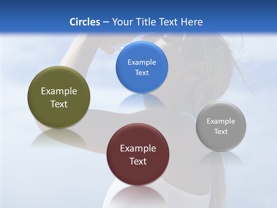 Caucasian Young  Woman Drinking Water On Beach. PowerPoint Template