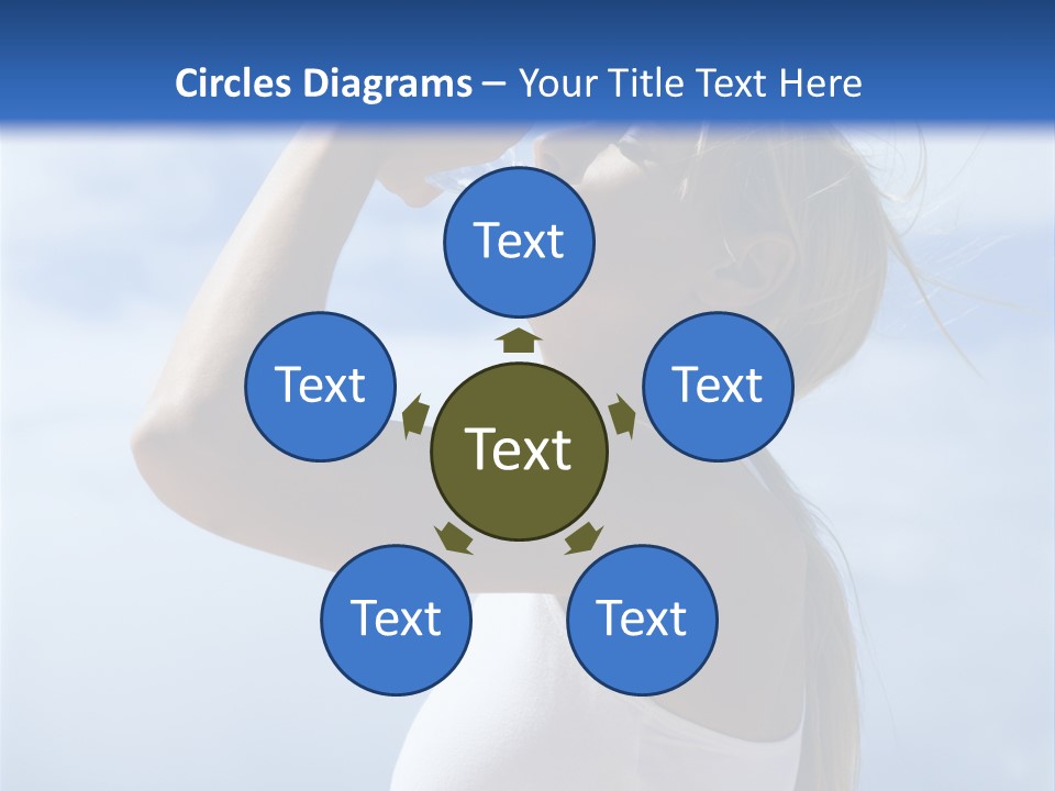 Caucasian Young  Woman Drinking Water On Beach. PowerPoint Template