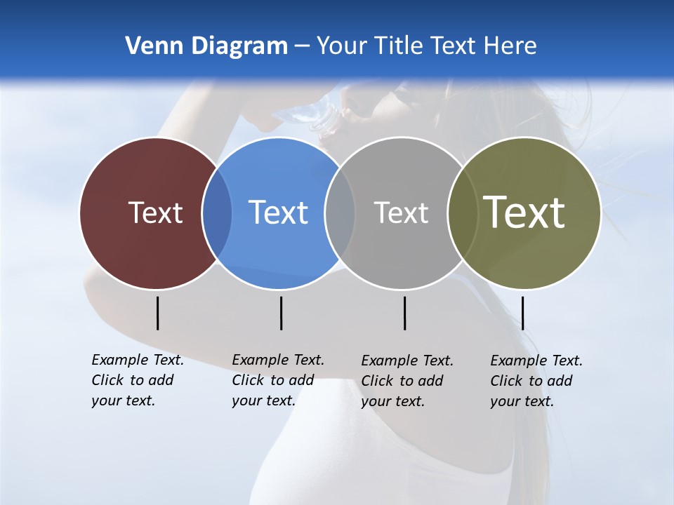 Caucasian Young  Woman Drinking Water On Beach. PowerPoint Template