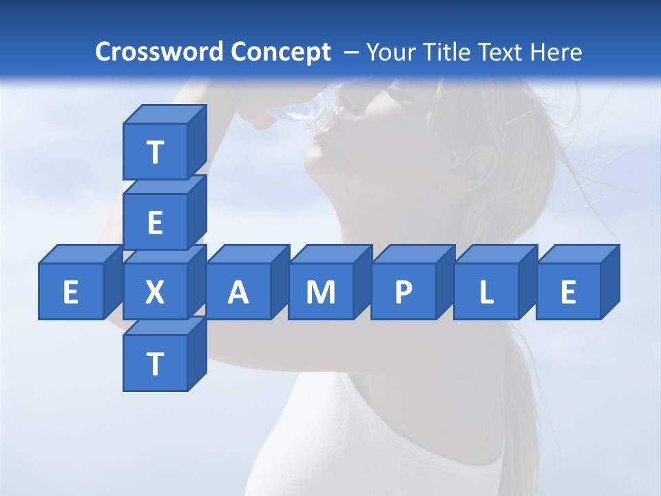 Caucasian Young  Woman Drinking Water On Beach. PowerPoint Template