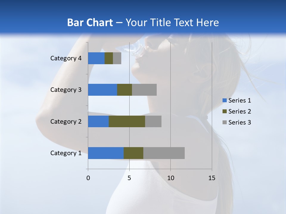 Caucasian Young  Woman Drinking Water On Beach. PowerPoint Template