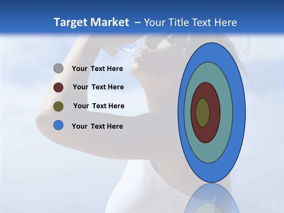 Caucasian Young  Woman Drinking Water On Beach. PowerPoint Template