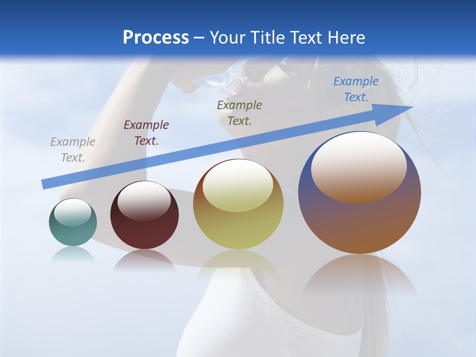 Caucasian Young  Woman Drinking Water On Beach. PowerPoint Template