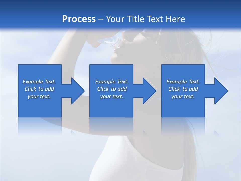 Caucasian Young  Woman Drinking Water On Beach. PowerPoint Template