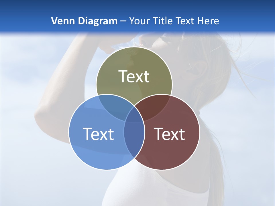 Caucasian Young  Woman Drinking Water On Beach. PowerPoint Template