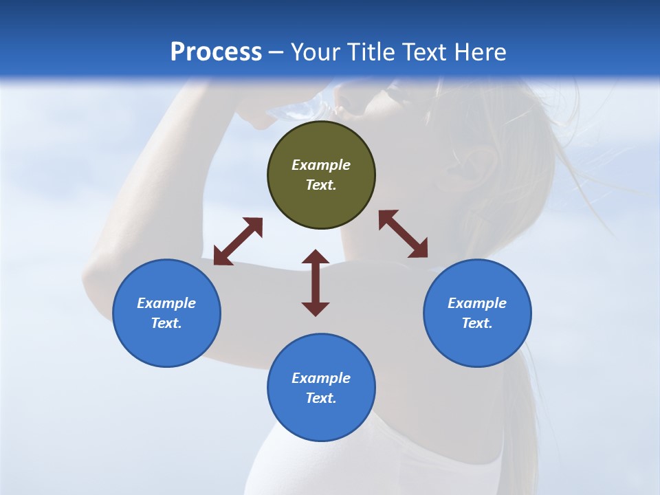 Caucasian Young  Woman Drinking Water On Beach. PowerPoint Template