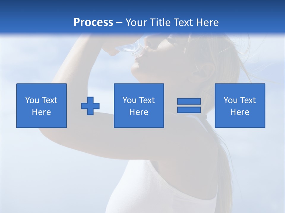 Caucasian Young  Woman Drinking Water On Beach. PowerPoint Template
