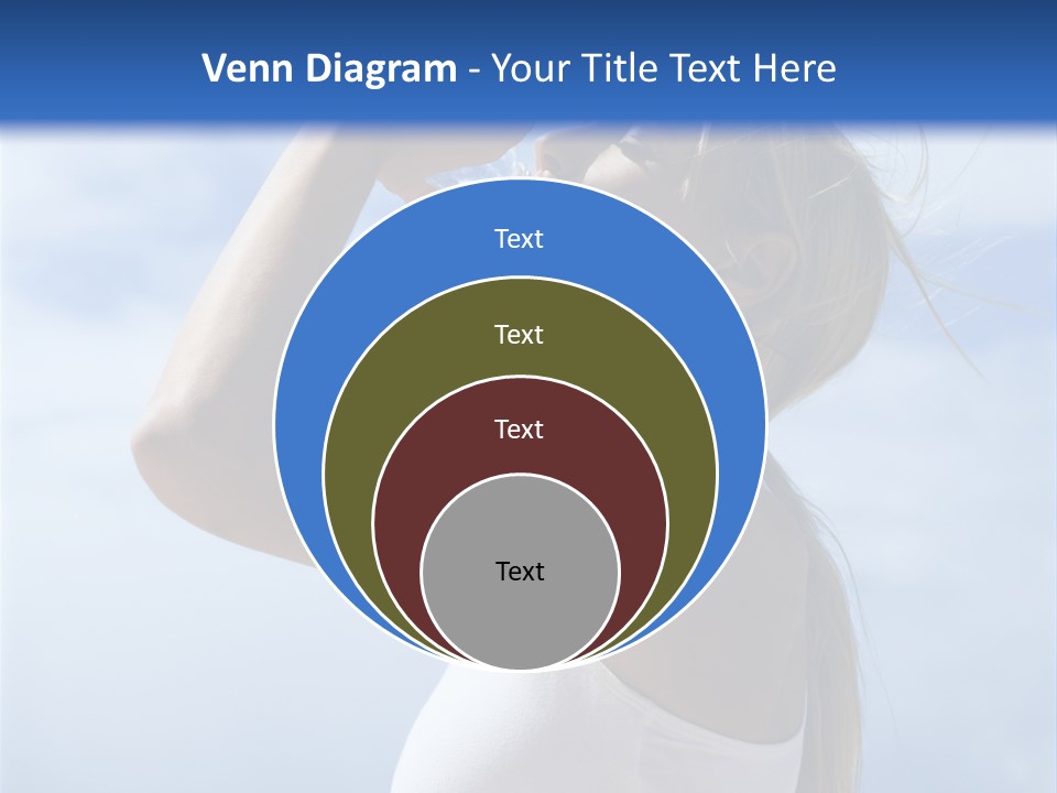 Caucasian Young  Woman Drinking Water On Beach. PowerPoint Template
