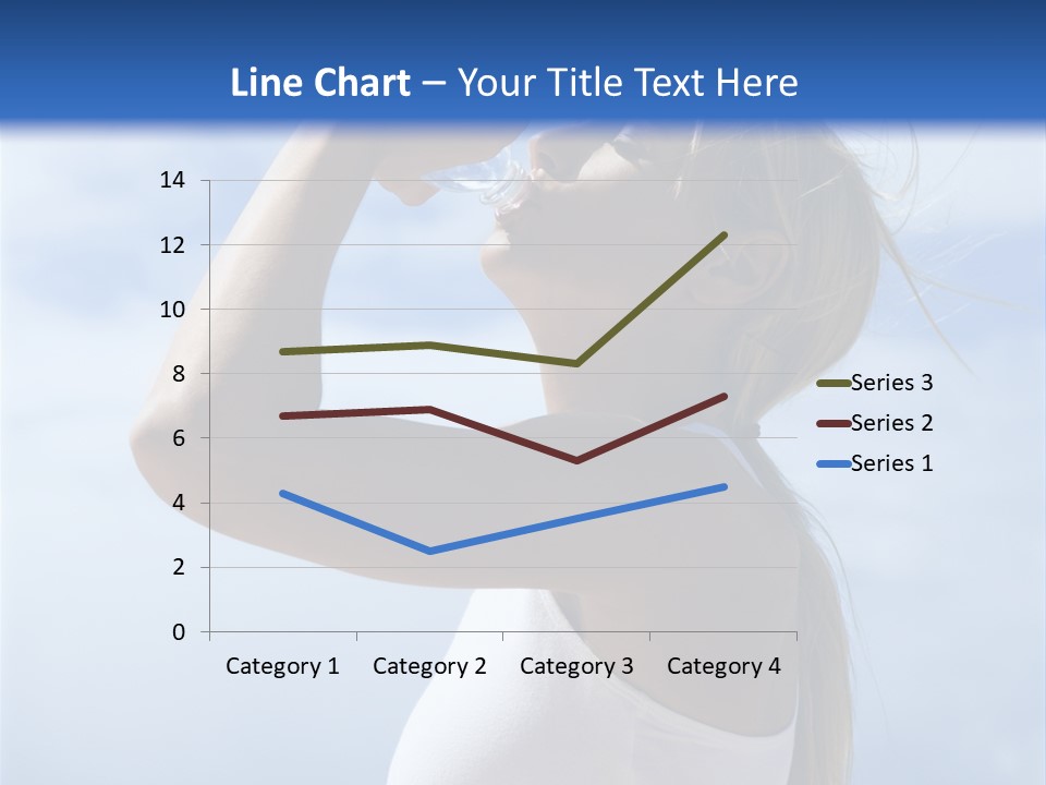 Caucasian Young  Woman Drinking Water On Beach. PowerPoint Template