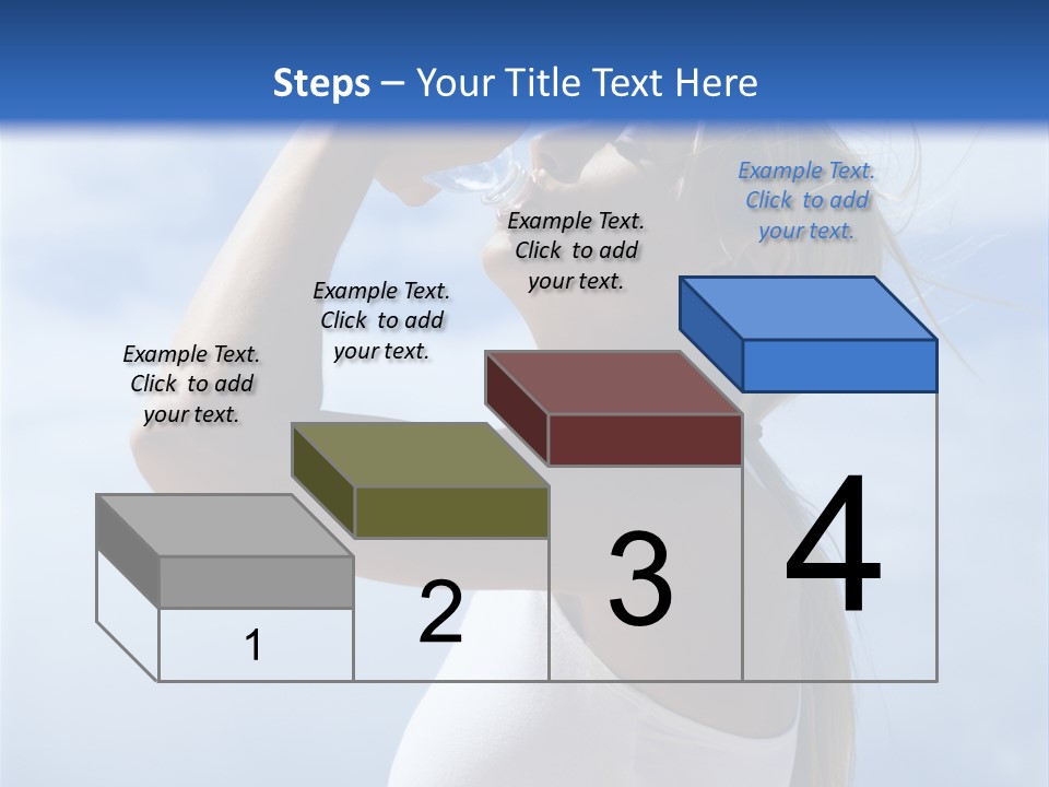 Caucasian Young  Woman Drinking Water On Beach. PowerPoint Template