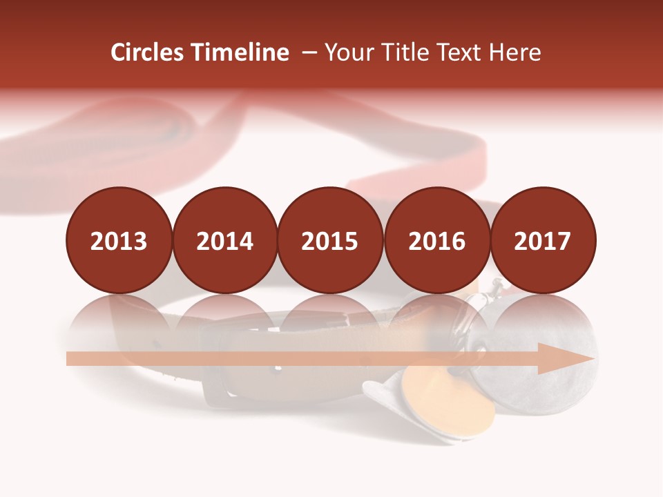 Leather Dog Colar With Registration Tags And Red Leash Attached. Isolated On White Background PowerPoint Template