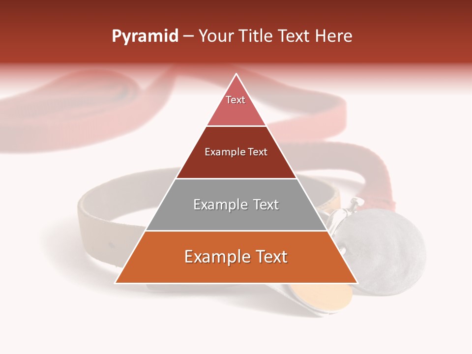 Leather Dog Colar With Registration Tags And Red Leash Attached. Isolated On White Background PowerPoint Template