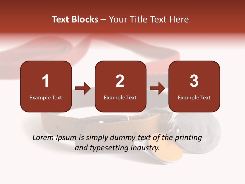 Leather Dog Colar With Registration Tags And Red Leash Attached. Isolated On White Background PowerPoint Template