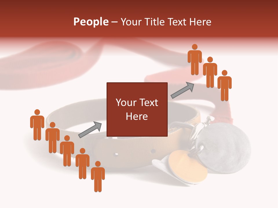 Leather Dog Colar With Registration Tags And Red Leash Attached. Isolated On White Background PowerPoint Template