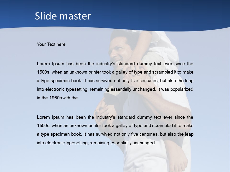 Caucasian Father With Pre-Teen On Shoulders On Beach. PowerPoint Template