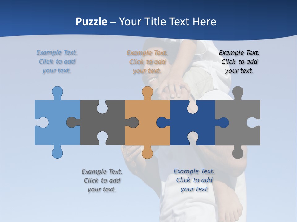 Caucasian Father With Pre-Teen On Shoulders On Beach. PowerPoint Template