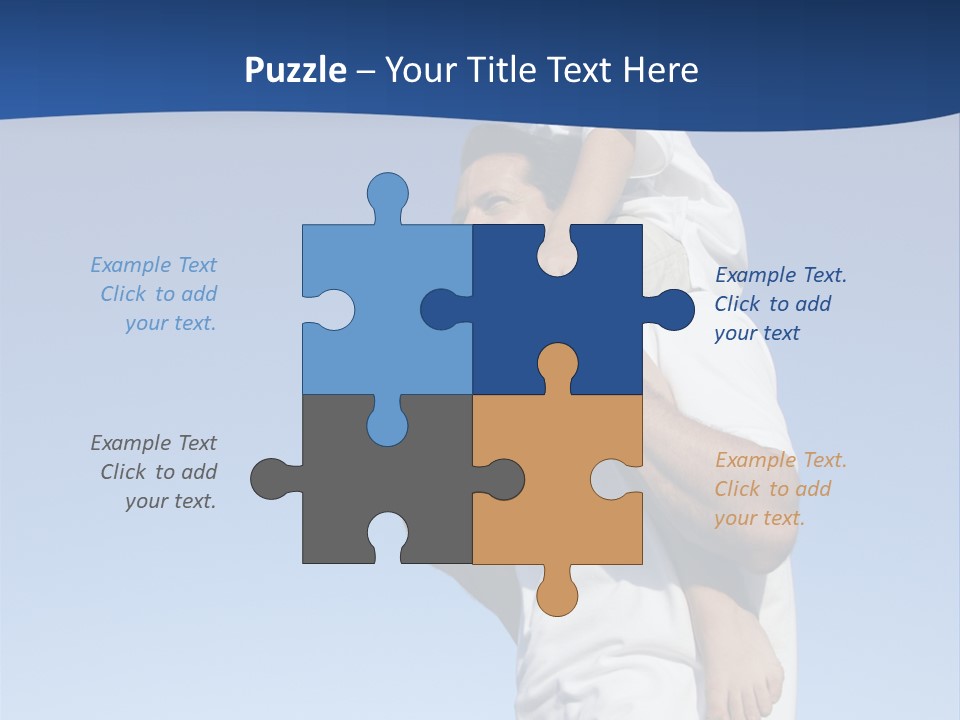 Caucasian Father With Pre-Teen On Shoulders On Beach. PowerPoint Template