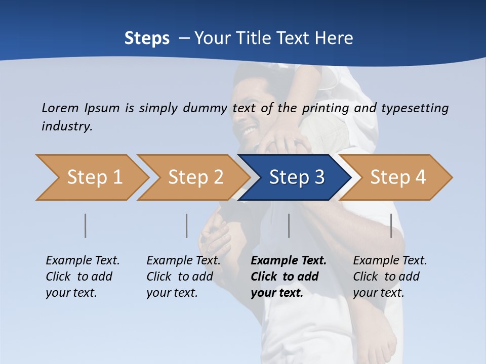Caucasian Father With Pre-Teen On Shoulders On Beach. PowerPoint Template