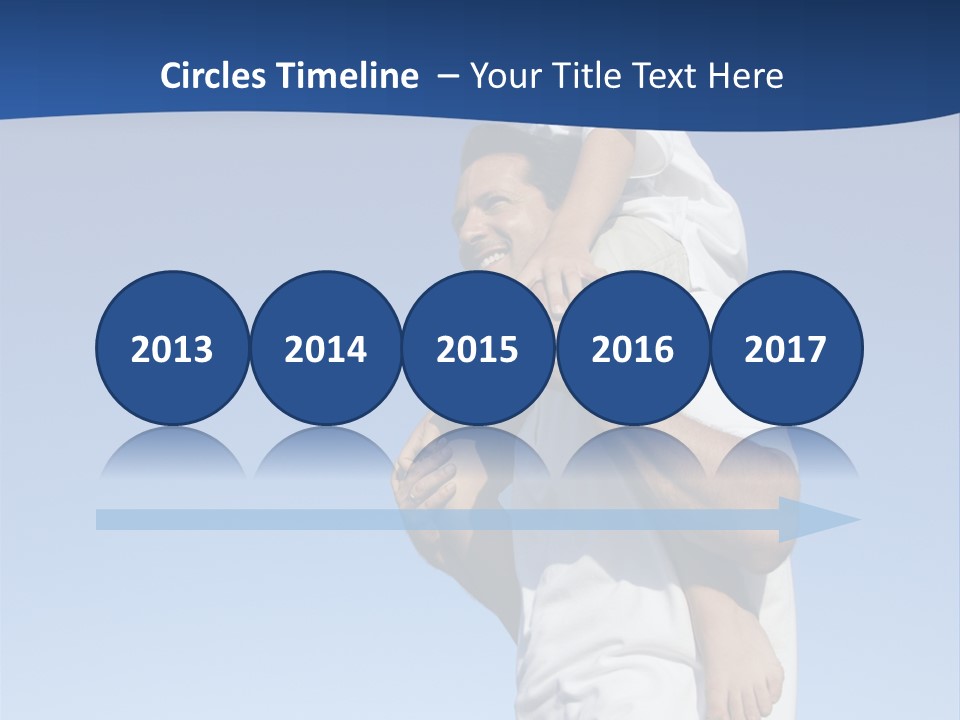 Caucasian Father With Pre-Teen On Shoulders On Beach. PowerPoint Template