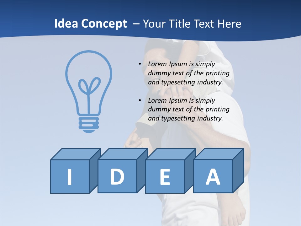 Caucasian Father With Pre-Teen On Shoulders On Beach. PowerPoint Template