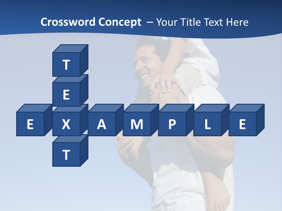 Caucasian Father With Pre-Teen On Shoulders On Beach. PowerPoint Template