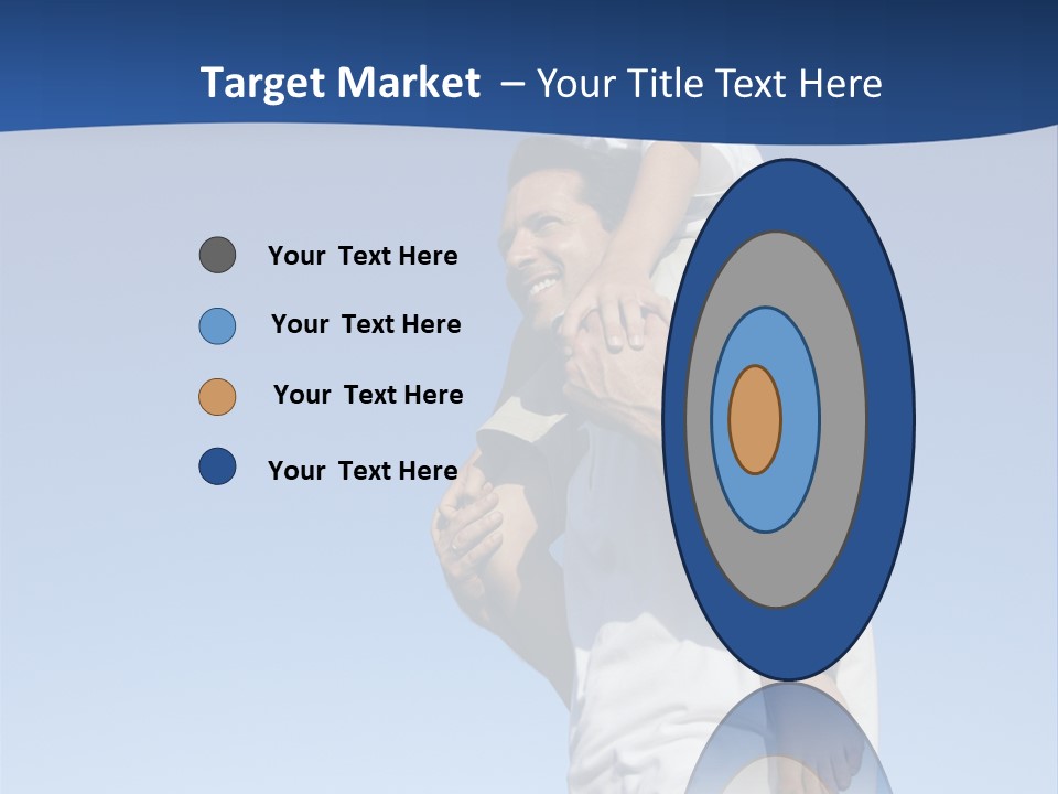 Caucasian Father With Pre-Teen On Shoulders On Beach. PowerPoint Template