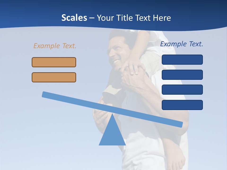 Caucasian Father With Pre-Teen On Shoulders On Beach. PowerPoint Template