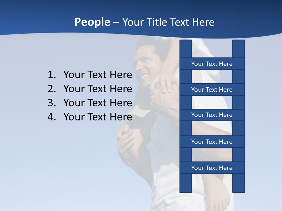 Caucasian Father With Pre-Teen On Shoulders On Beach. PowerPoint Template