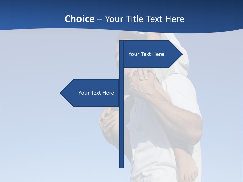 Caucasian Father With Pre-Teen On Shoulders On Beach. PowerPoint Template