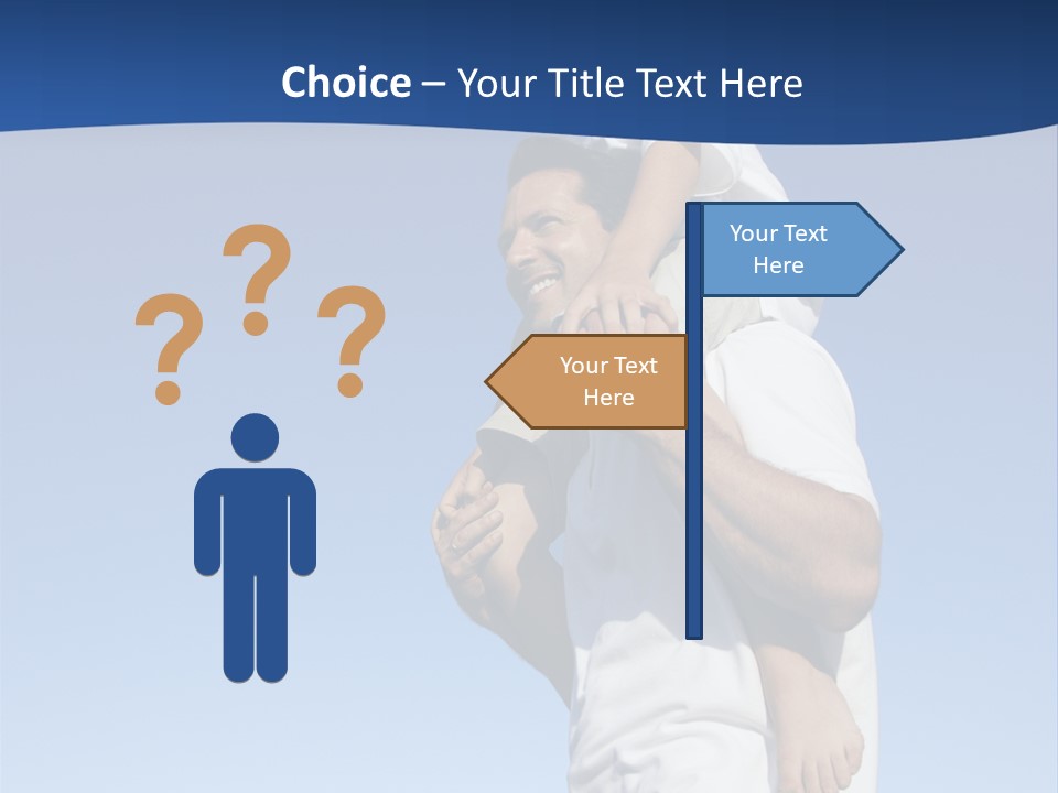 Caucasian Father With Pre-Teen On Shoulders On Beach. PowerPoint Template