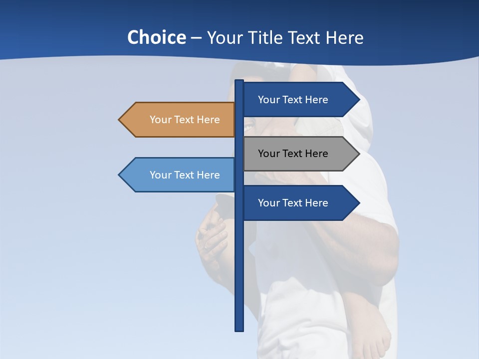 Caucasian Father With Pre-Teen On Shoulders On Beach. PowerPoint Template