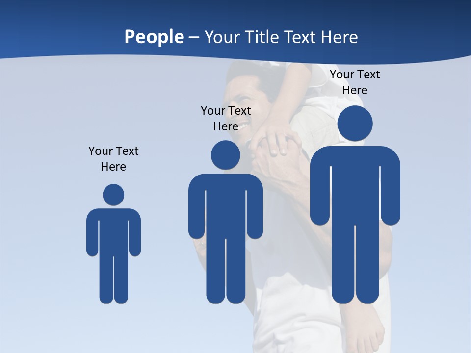 Caucasian Father With Pre-Teen On Shoulders On Beach. PowerPoint Template