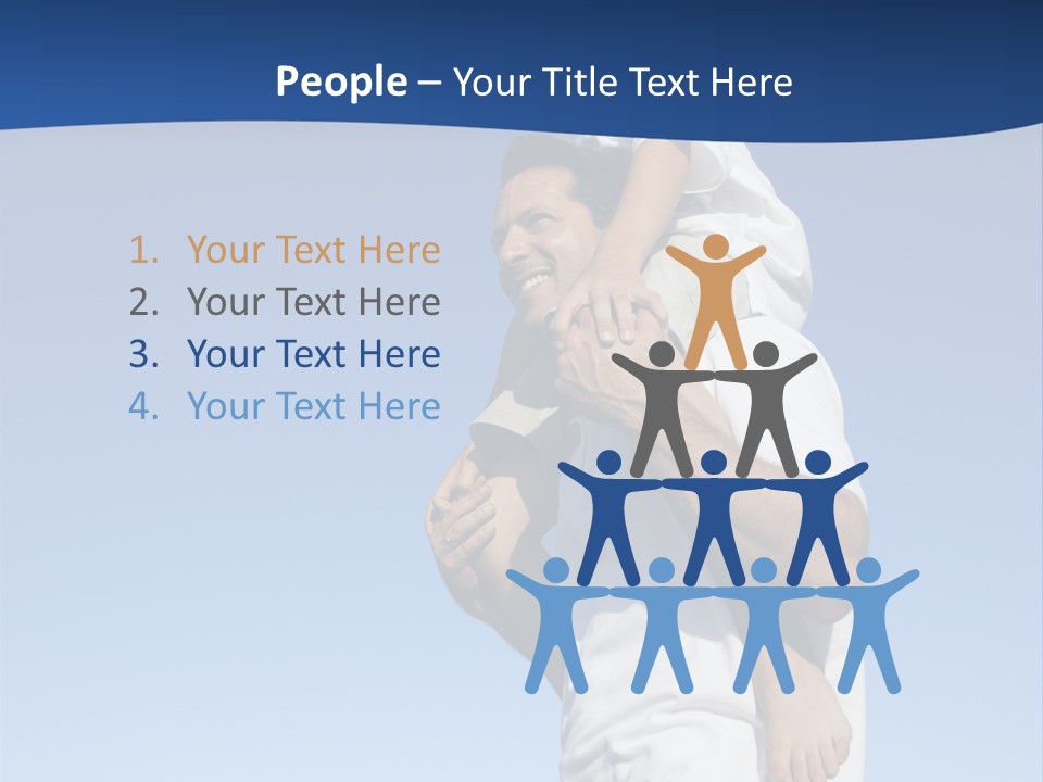 Caucasian Father With Pre-Teen On Shoulders On Beach. PowerPoint Template