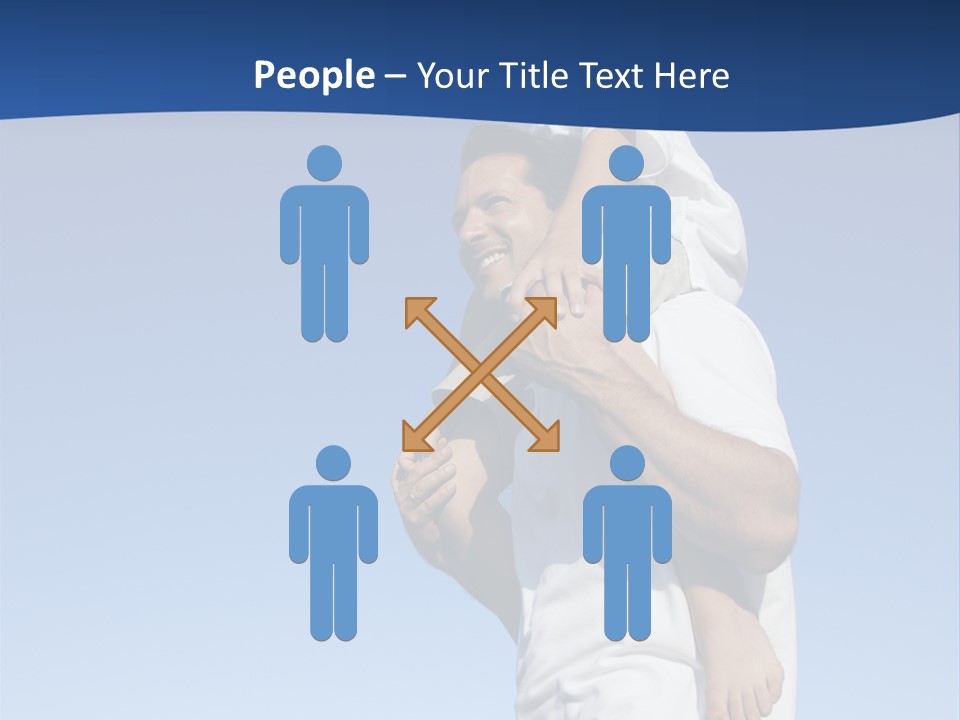 Caucasian Father With Pre-Teen On Shoulders On Beach. PowerPoint Template