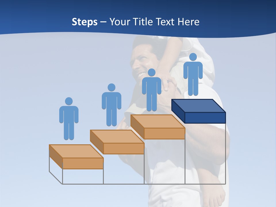 Caucasian Father With Pre-Teen On Shoulders On Beach. PowerPoint Template