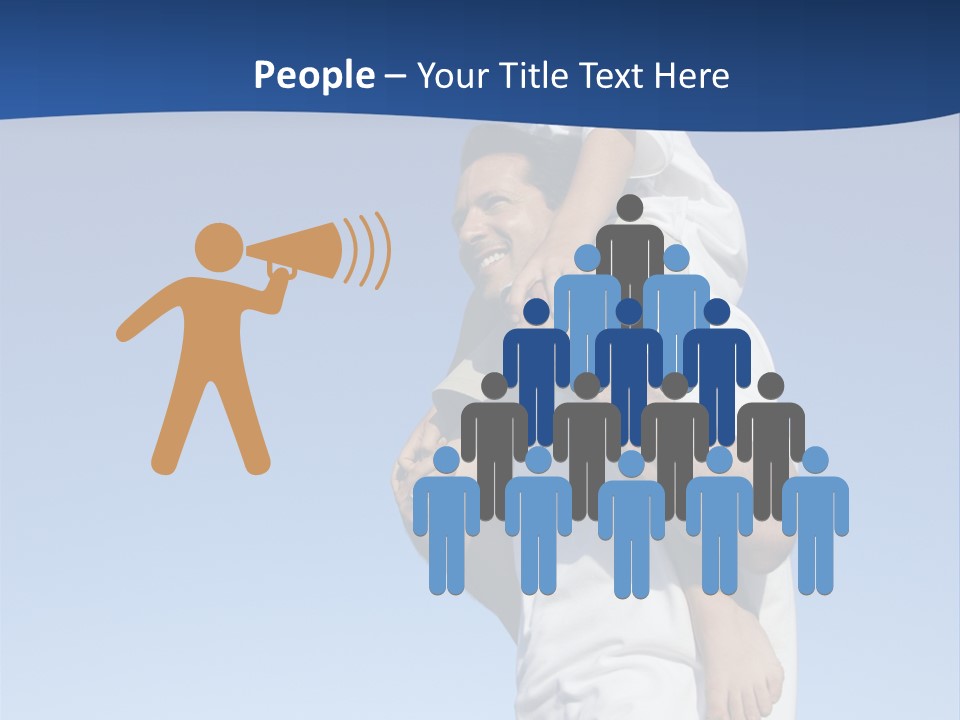 Caucasian Father With Pre-Teen On Shoulders On Beach. PowerPoint Template