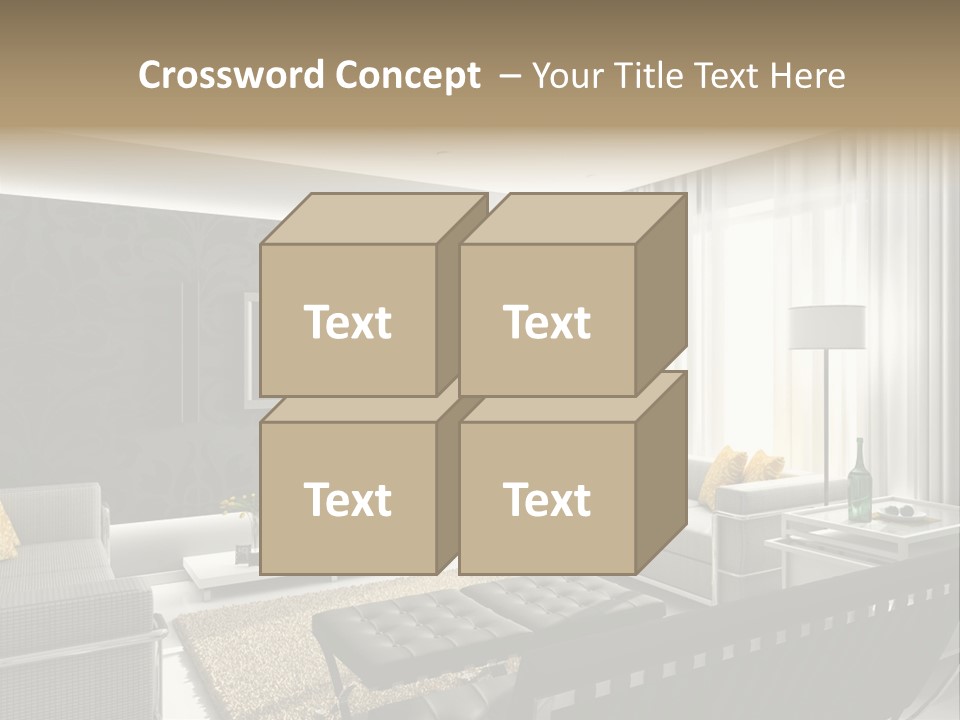 Modern Interior. 3D Render. Living-Room. Exclusive Design. PowerPoint Template