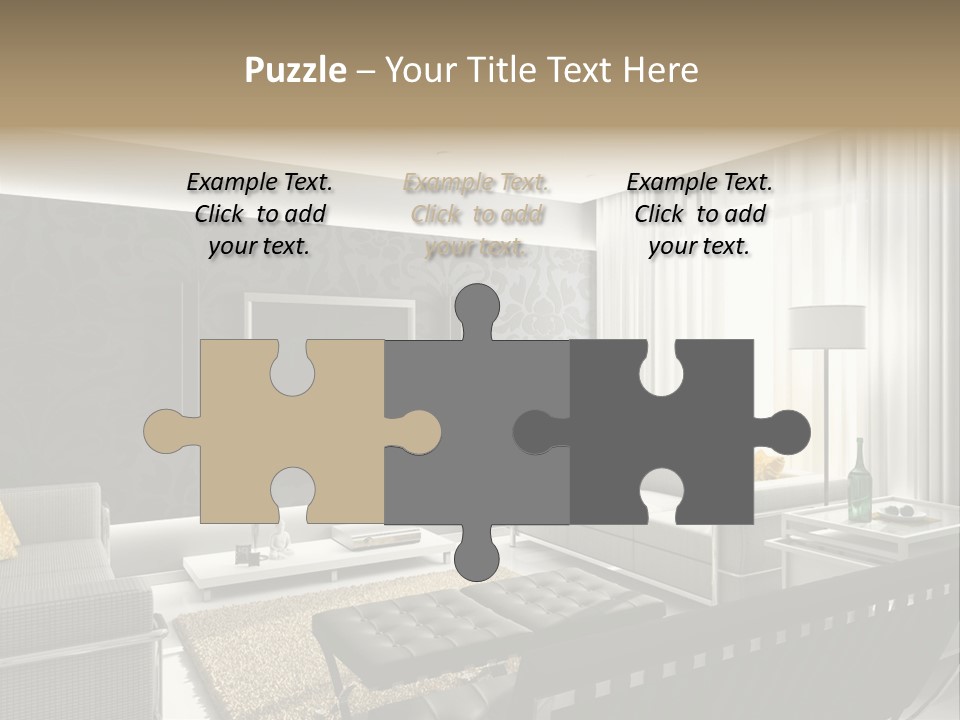 Modern Interior. 3D Render. Living-Room. Exclusive Design. PowerPoint Template