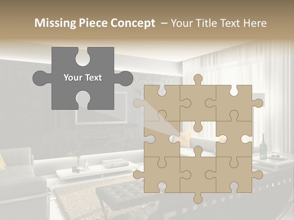 Modern Interior. 3D Render. Living-Room. Exclusive Design. PowerPoint Template