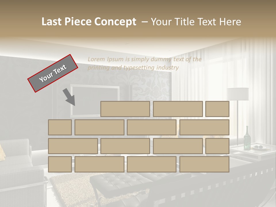 Modern Interior. 3D Render. Living-Room. Exclusive Design. PowerPoint Template