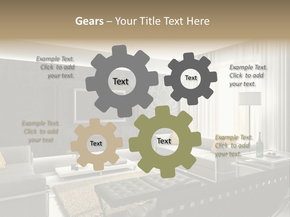 Modern Interior. 3D Render. Living-Room. Exclusive Design. PowerPoint Template