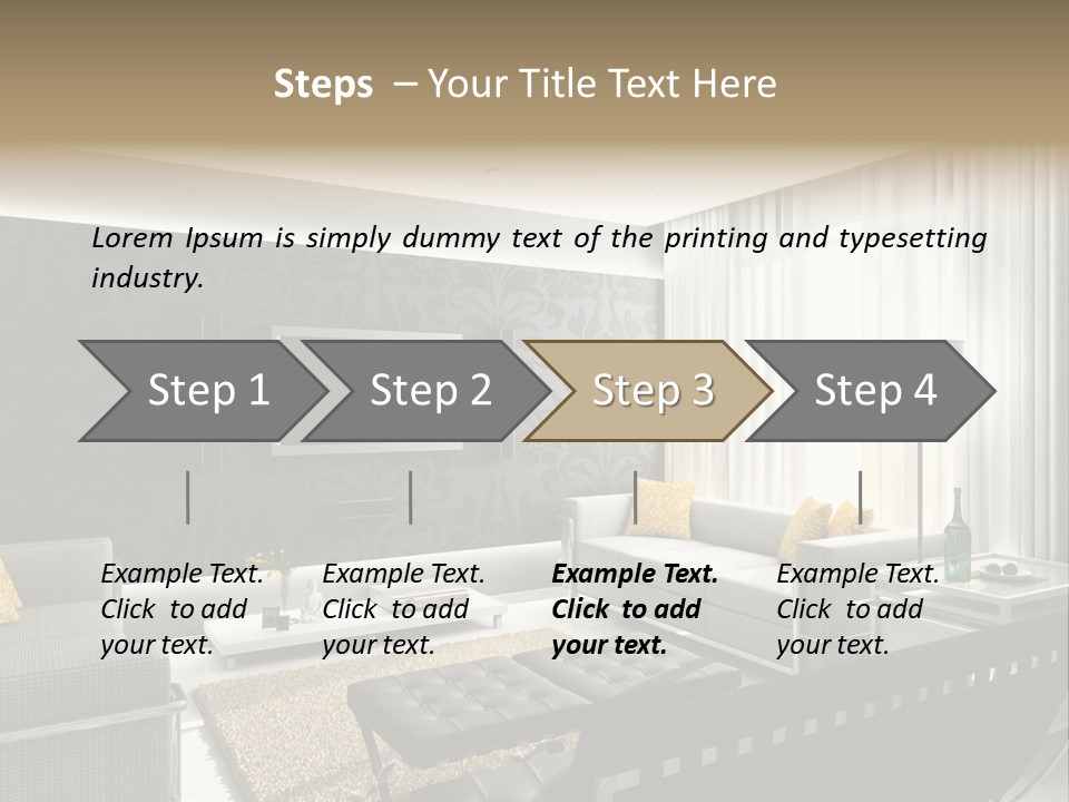 Modern Interior. 3D Render. Living-Room. Exclusive Design. PowerPoint Template
