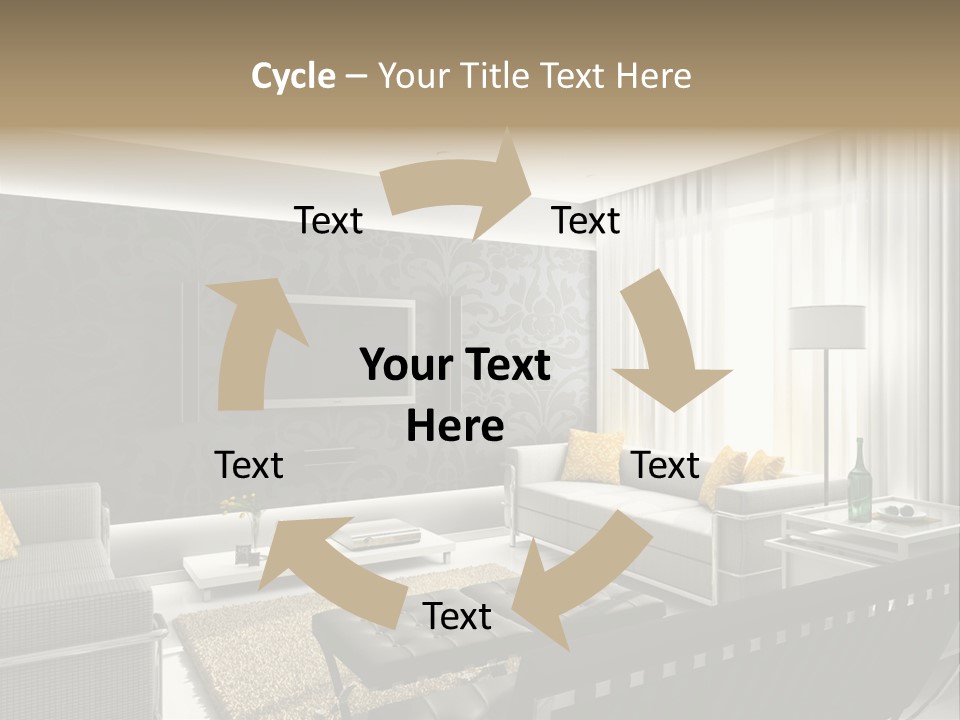 Modern Interior. 3D Render. Living-Room. Exclusive Design. PowerPoint Template