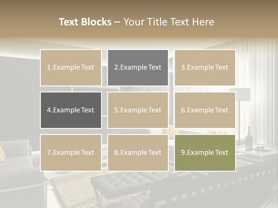 Modern Interior. 3D Render. Living-Room. Exclusive Design. PowerPoint Template