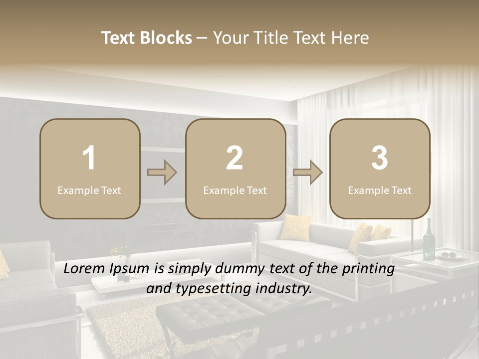 Modern Interior. 3D Render. Living-Room. Exclusive Design. PowerPoint Template